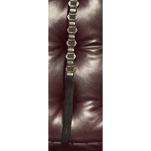 Vintage BRIGHTON Women\'s Black Leather Concho Belt 1995 Large Up To 34 InchWaist main image 4